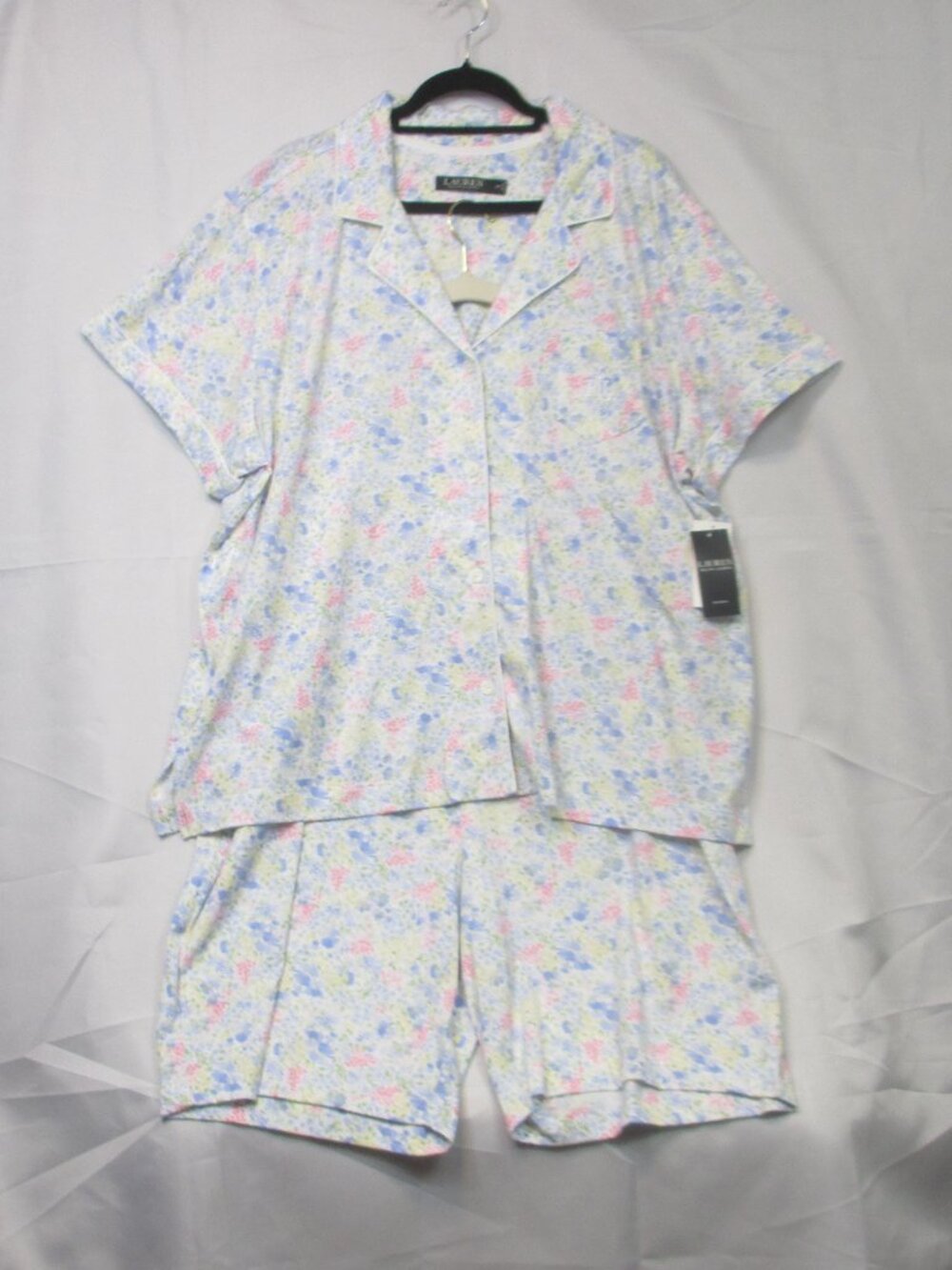 NWT Lauren Ralph Lauren Womens 3X Floral Pajama Set Short Sl Top Bermuda Shorts